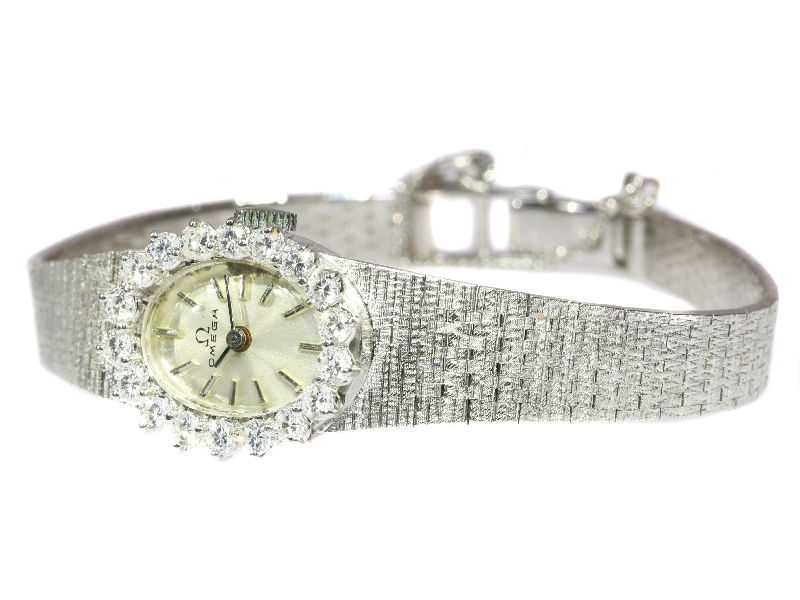 Omega white gold 2025 and diamond ladies watch